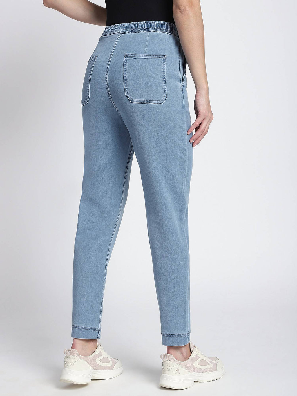 Blue Women Solid Tapered Fit Jeans | RF89 - view 3
