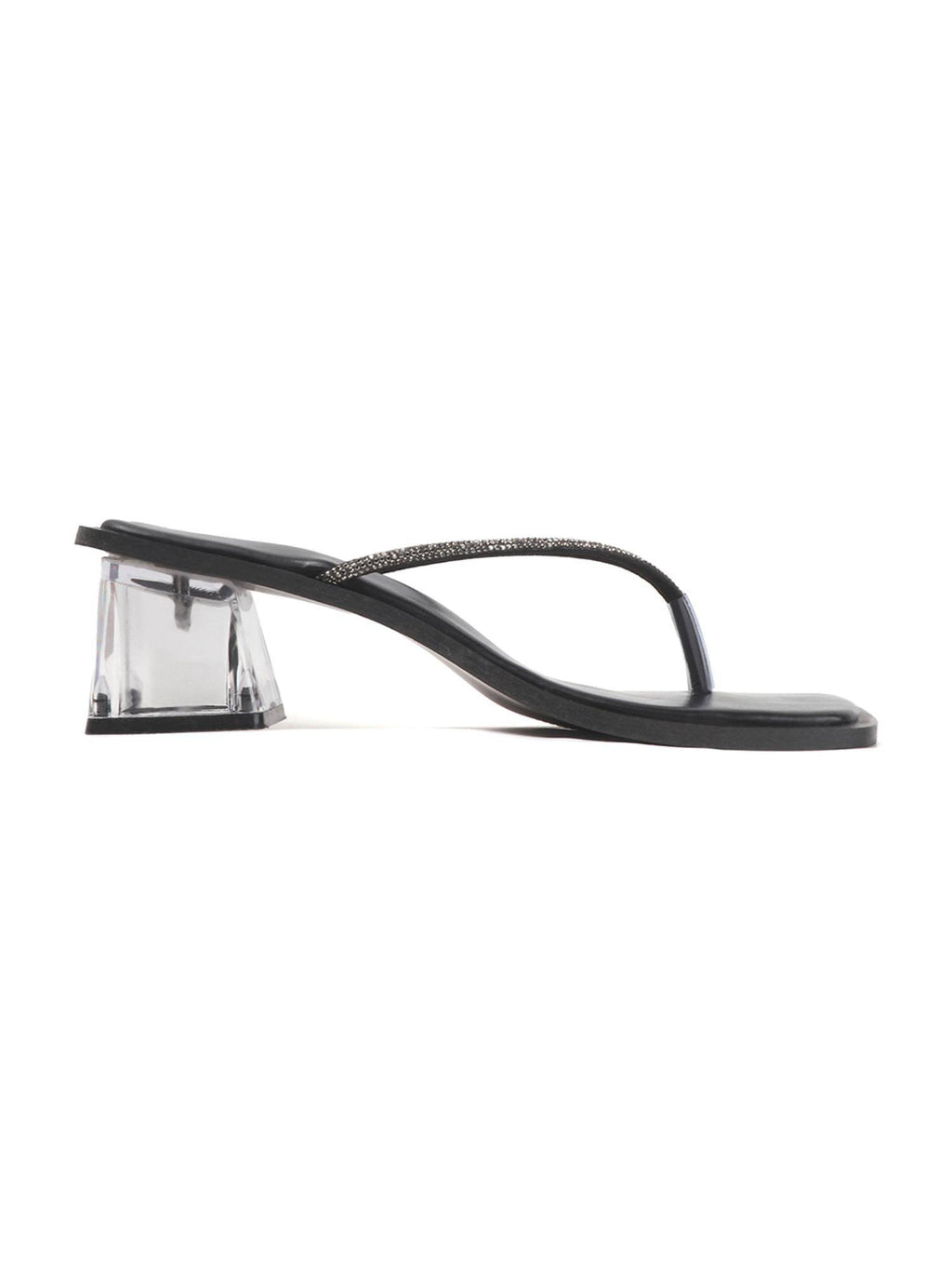 Womens Black Soft Sole Strap Design Block Sandal Heels | H78 - view 4