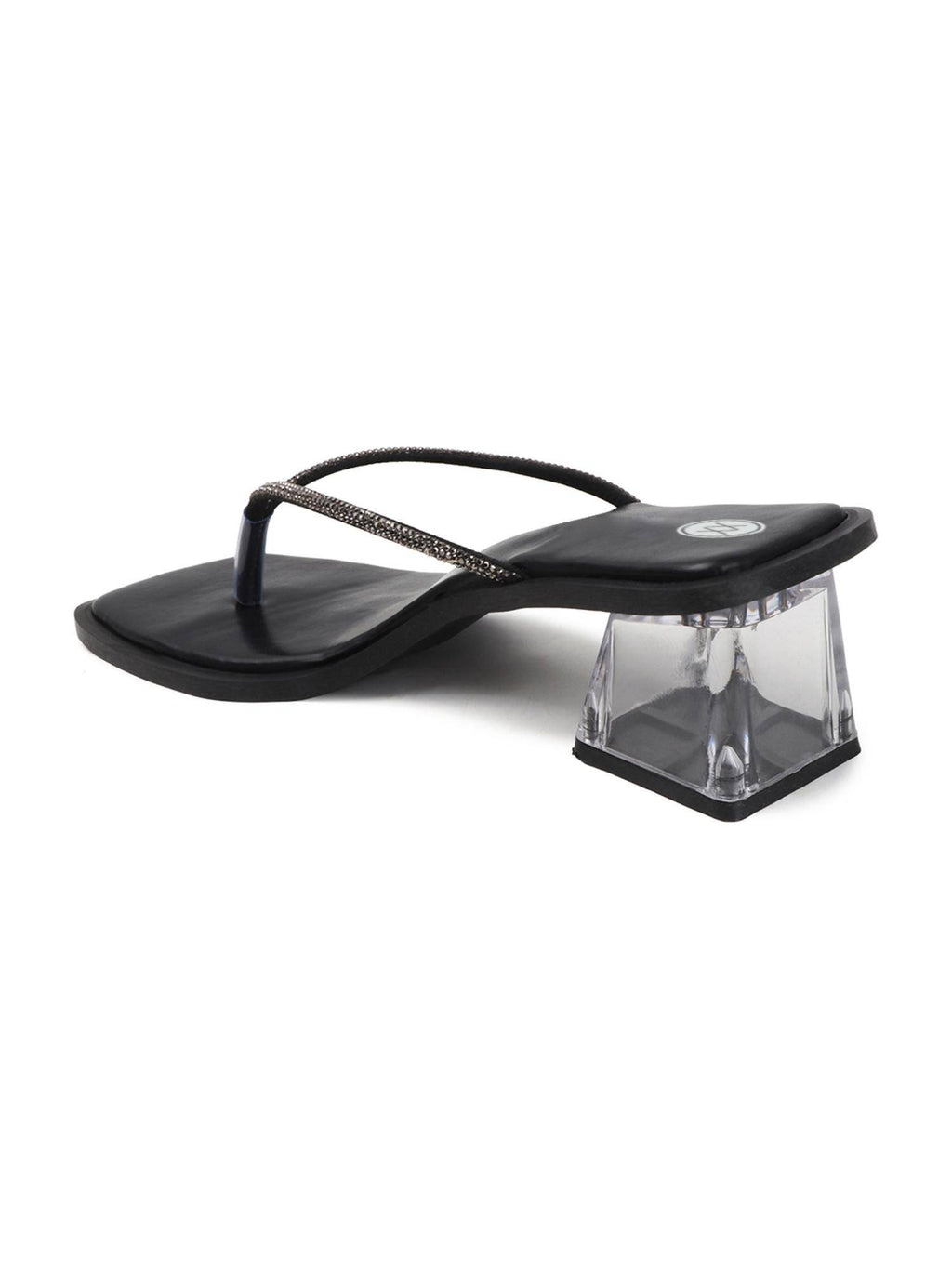 Womens Black Soft Sole Strap Design Block Sandal Heels | H78 - view 5