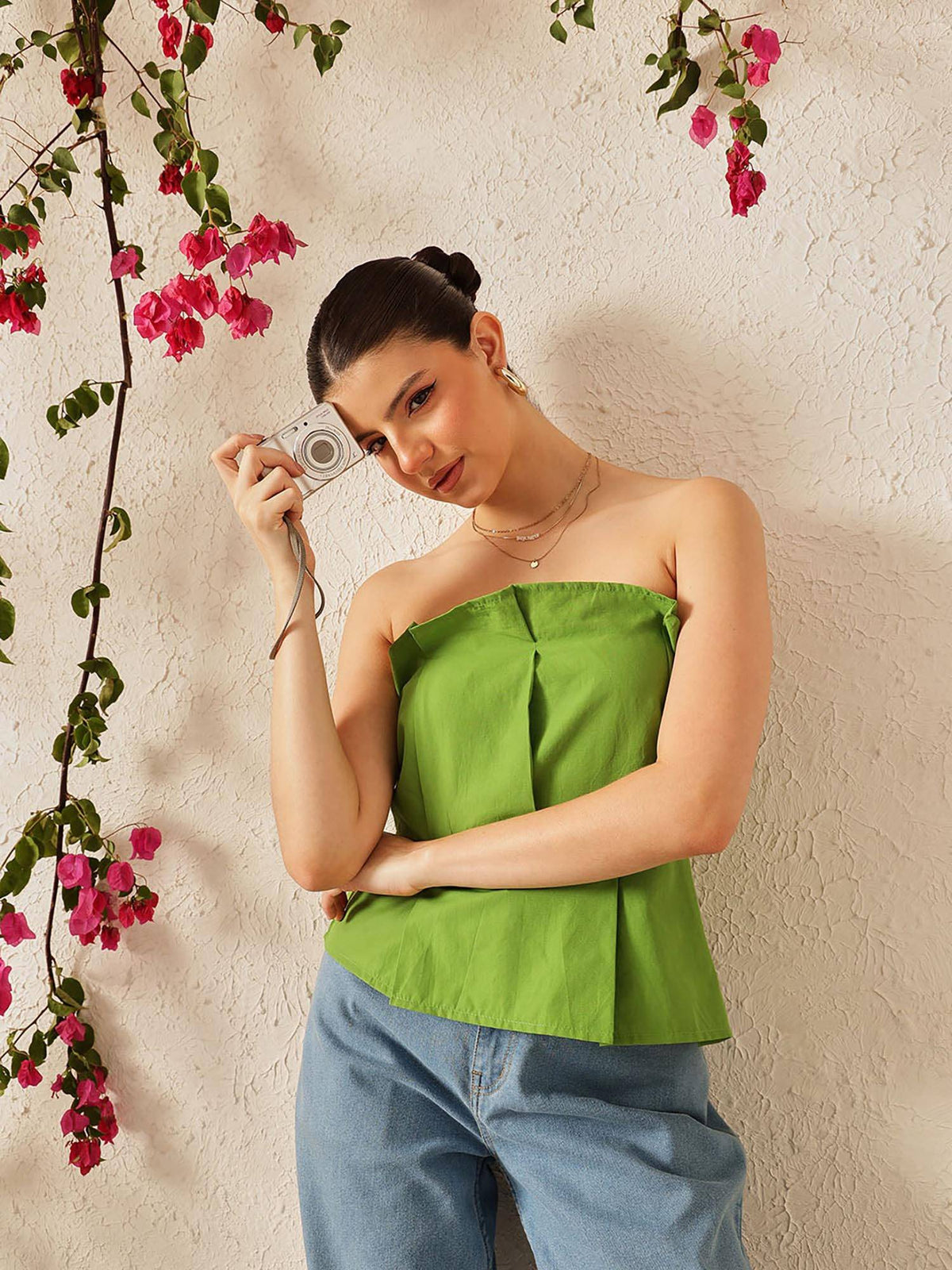Women Green Solid Top | TT90 - view 1