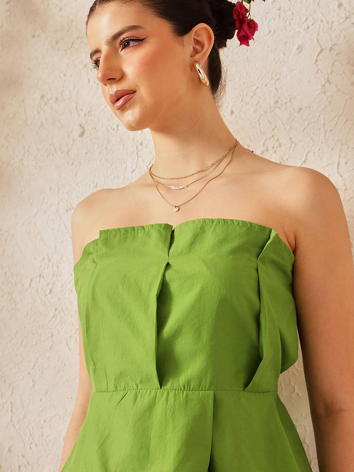 Women Green Solid Top | TT90 - view 2