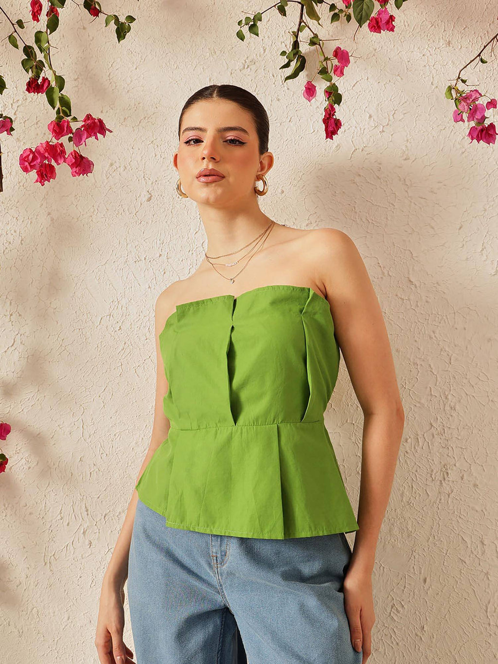 Women Green Solid Top | TT90 - view 3