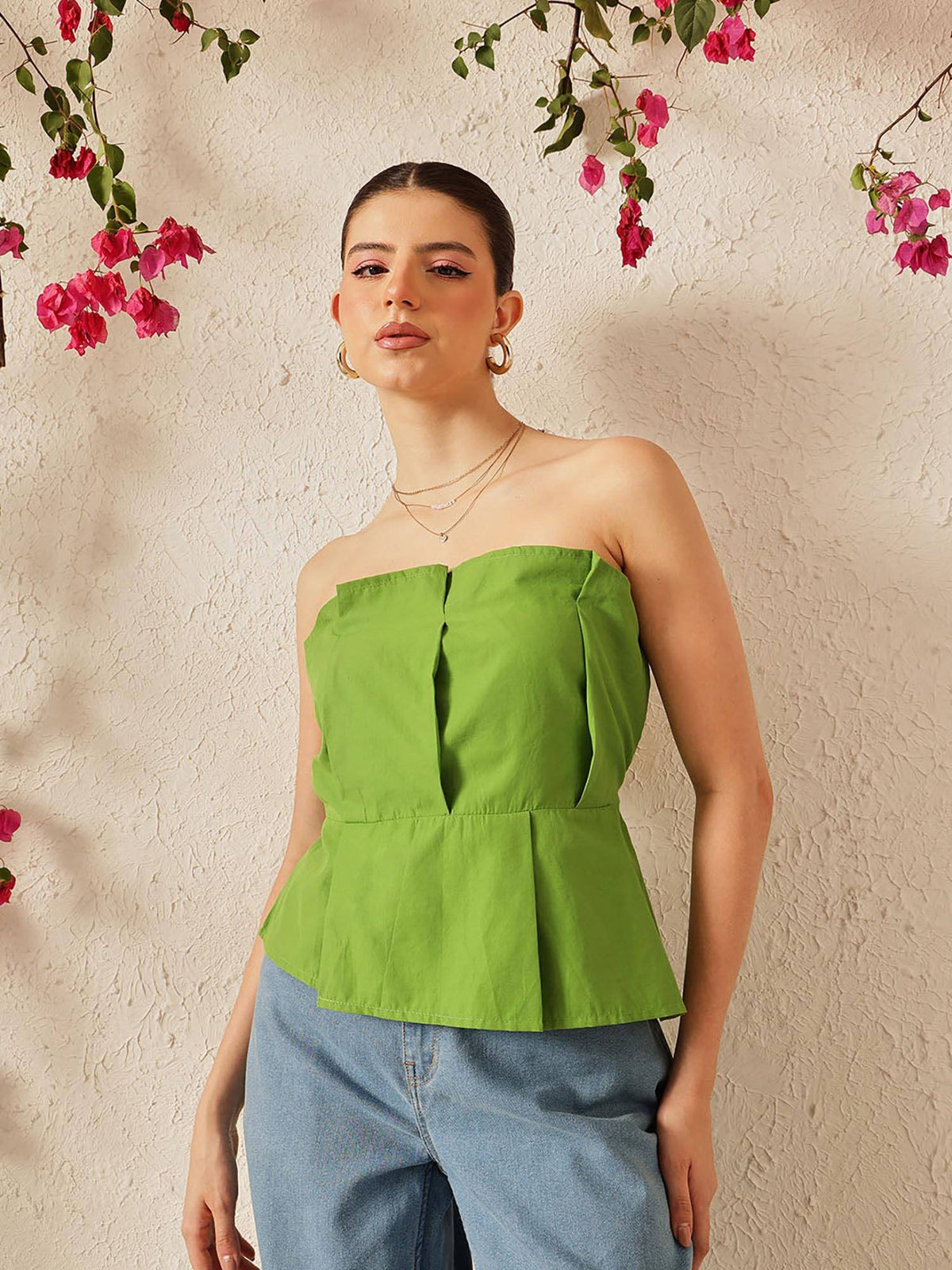 Women Green Solid Top | TT90 - view 3