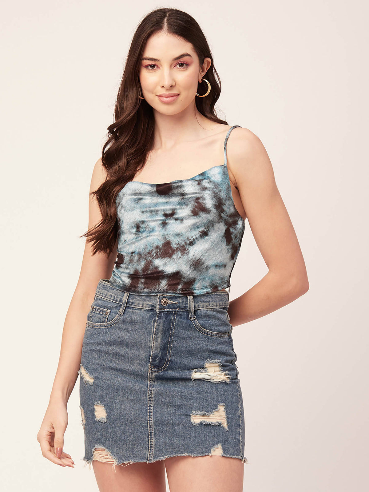 Women Cream Animal Printed Velvet Crop Top | CT61 - view 15