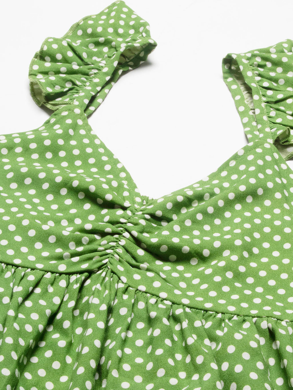 Women Green Polka Dots Ruffled Sleeves Top | pt51 - view 7