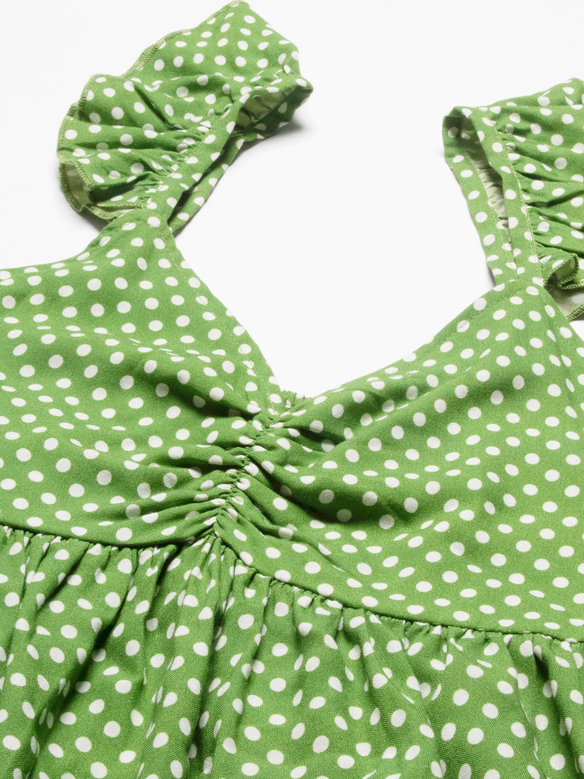 Women Green Polka Dots Ruffled Sleeves Top | pt51 - view 7