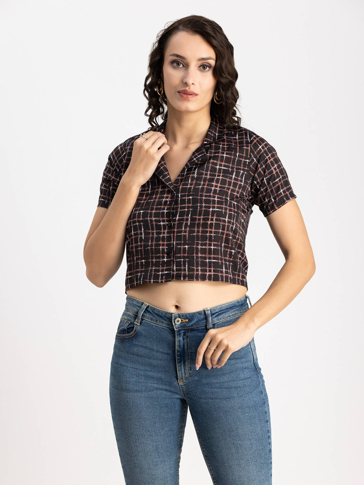 Women Blue Animal Printed Half Sleeves Crop Top | CT61 - view 9