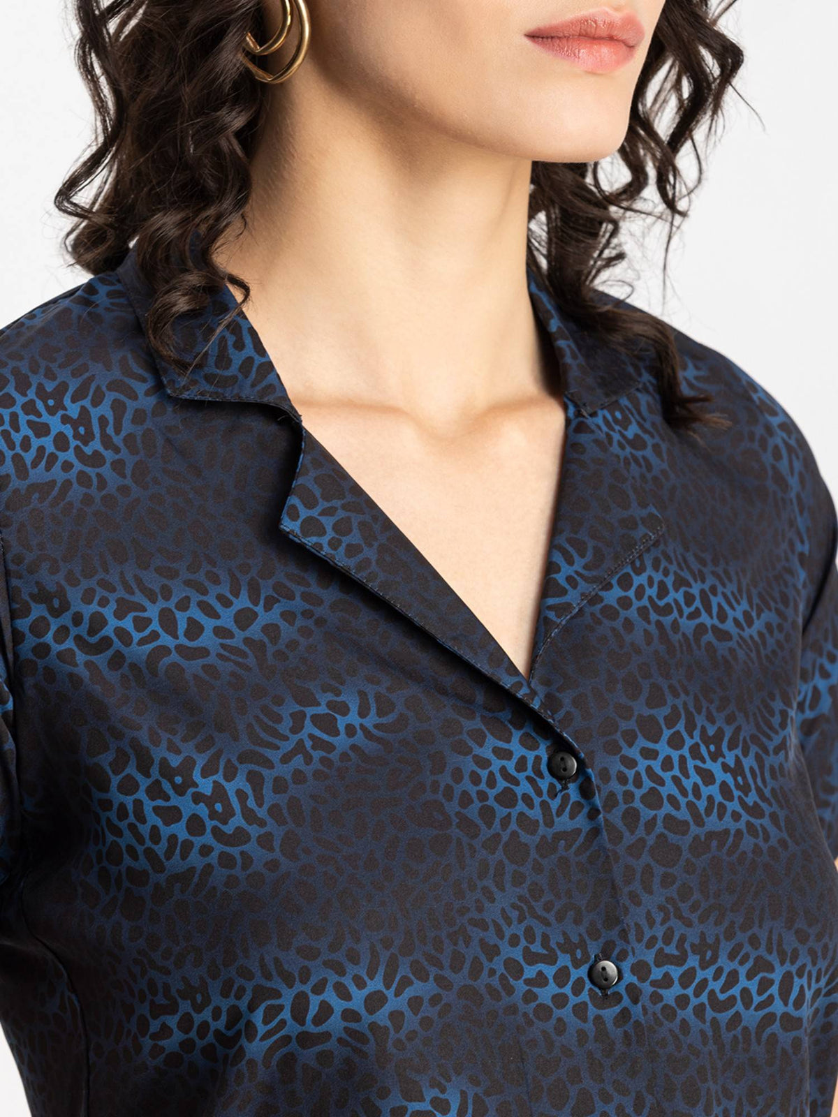 Women Blue Animal Printed Half Sleeves Crop Top | CT61 - view 5