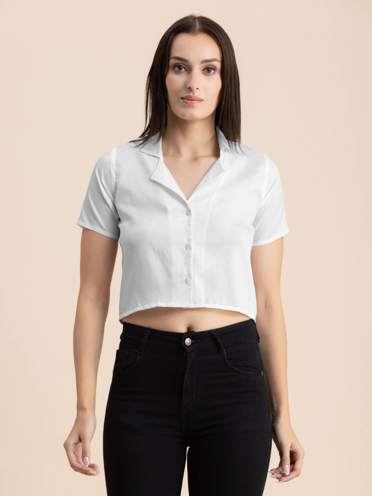 Women Beige Solid Half Sleeves Crop Top | CT61 - view 22