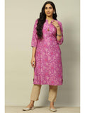 Women Purple Floral Printed Viscose Blend Straight Fit Kurta | U3S - view 1