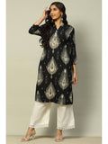 Women Black Printed Rayon Straight Fit Kurta | FY93 - view 1