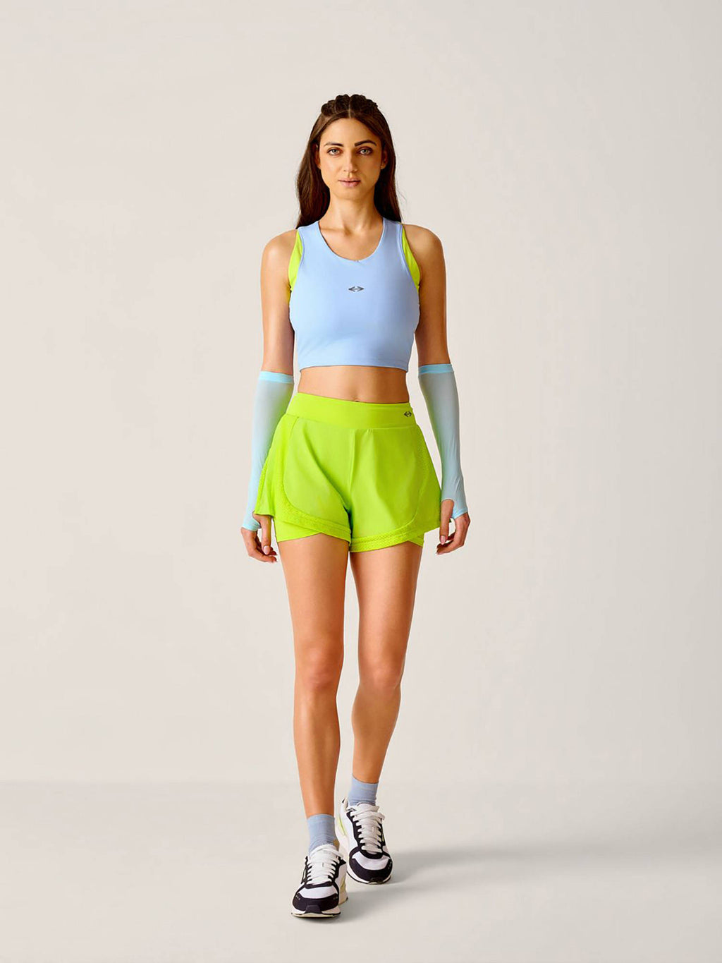 Navy Blue Colorblock Slim Fit Sleeveless Sports Bra | sb09 - view 22