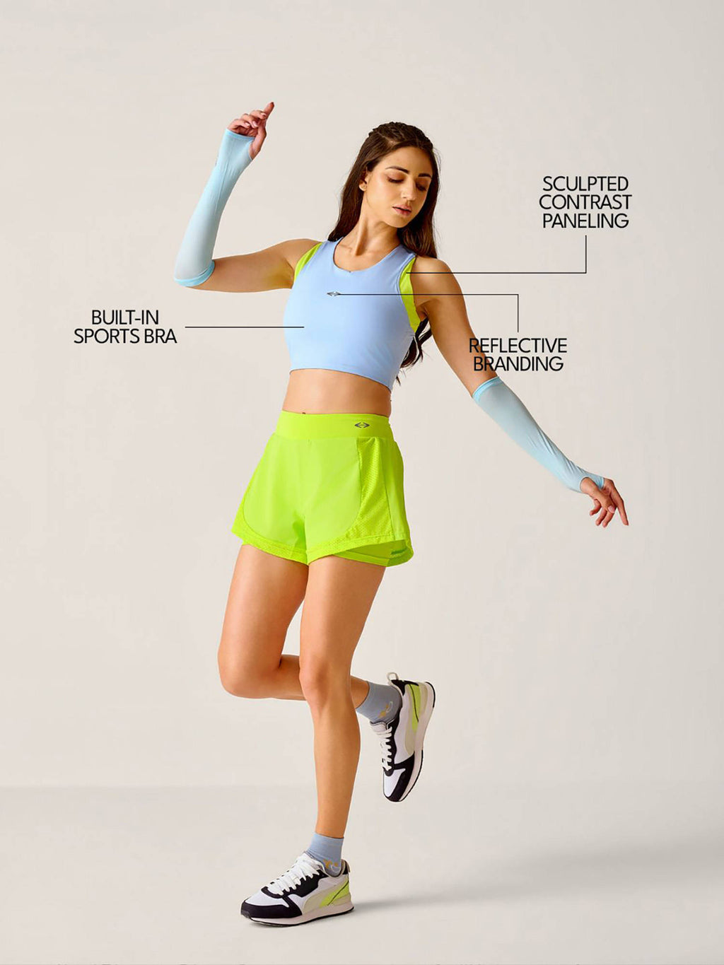 Navy Blue Colorblock Slim Fit Sleeveless Sports Bra | sb09 - view 23