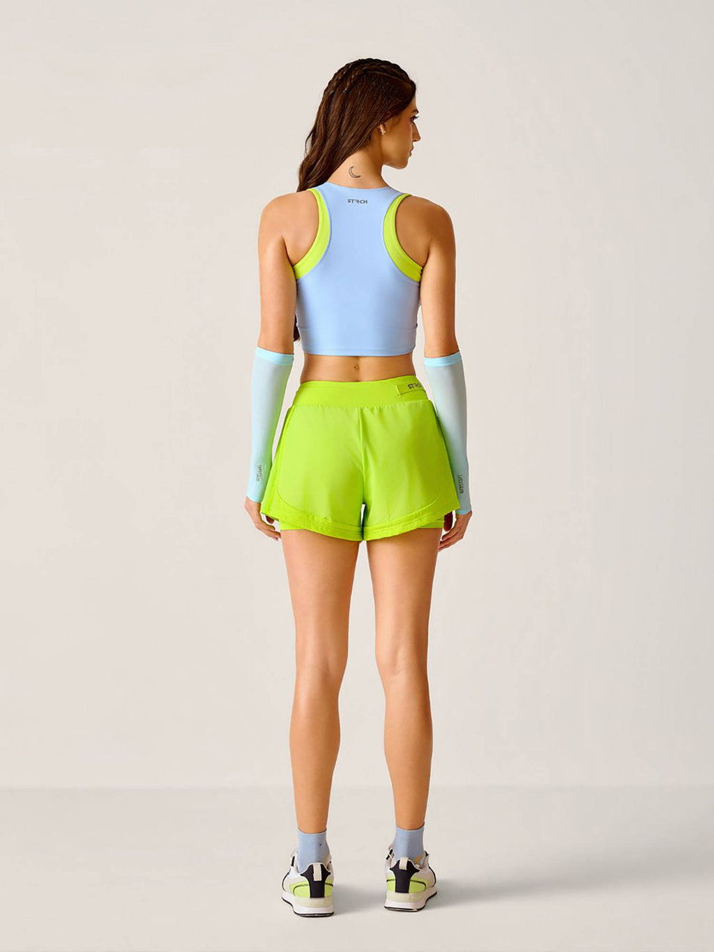 Navy Blue Colorblock Slim Fit Sleeveless Sports Bra | sb09 - view 26