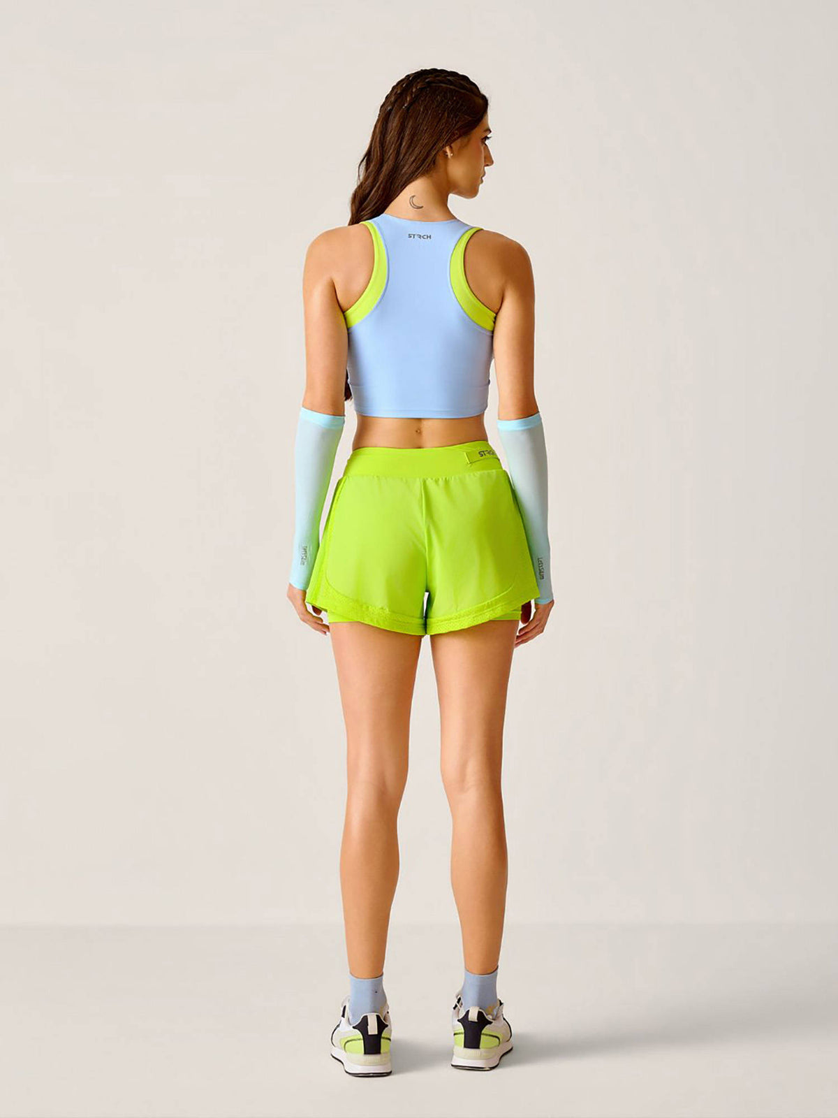 Navy Blue Colorblock Slim Fit Sleeveless Sports Bra | sb09 - view 26