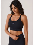 Solid Slim Fit Sleeveless Power Yoga Edition Black Sports Bra | sb09 - view 1