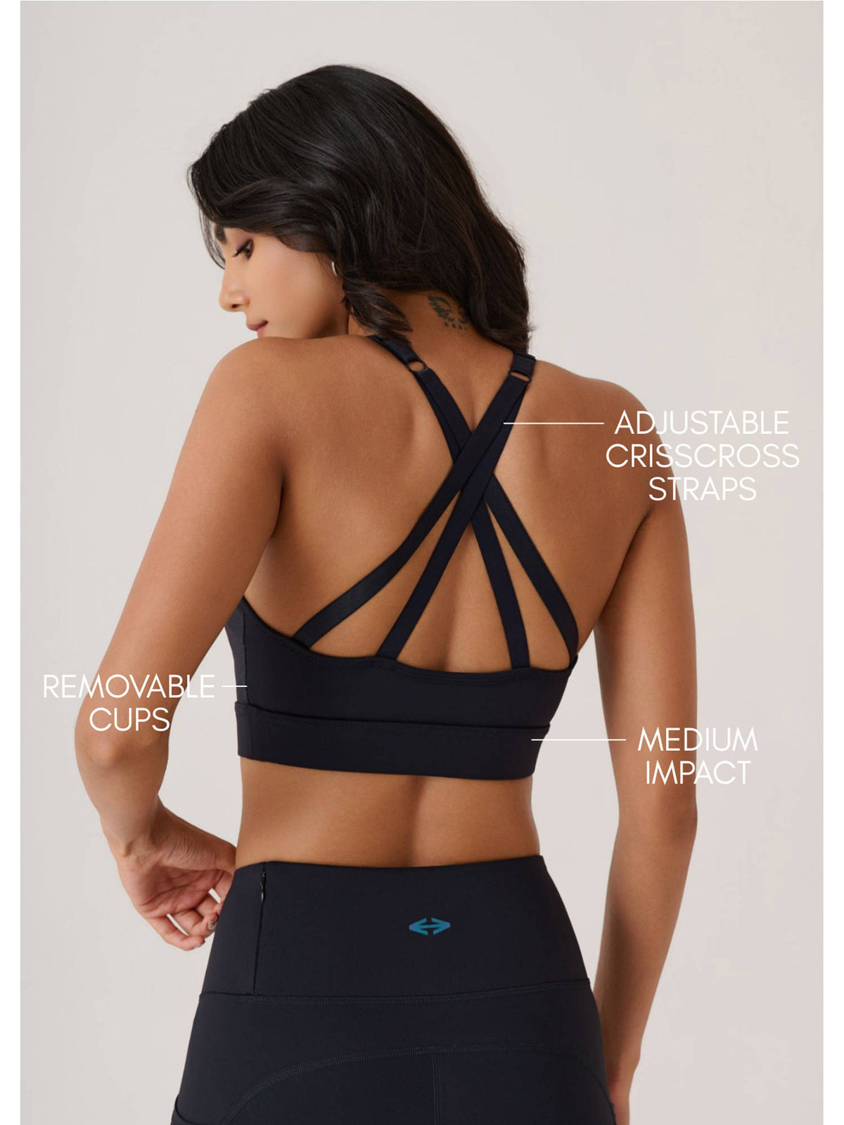 Solid Slim Fit Sleeveless Power Yoga Edition Black Sports Bra | sb09 - view 6