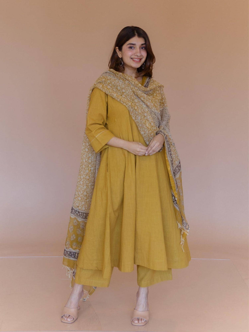 Nyra Yellow Solid Slub Cotton Jhabbha Kali Kurta with Hand Embroidery | FY93 - view 6