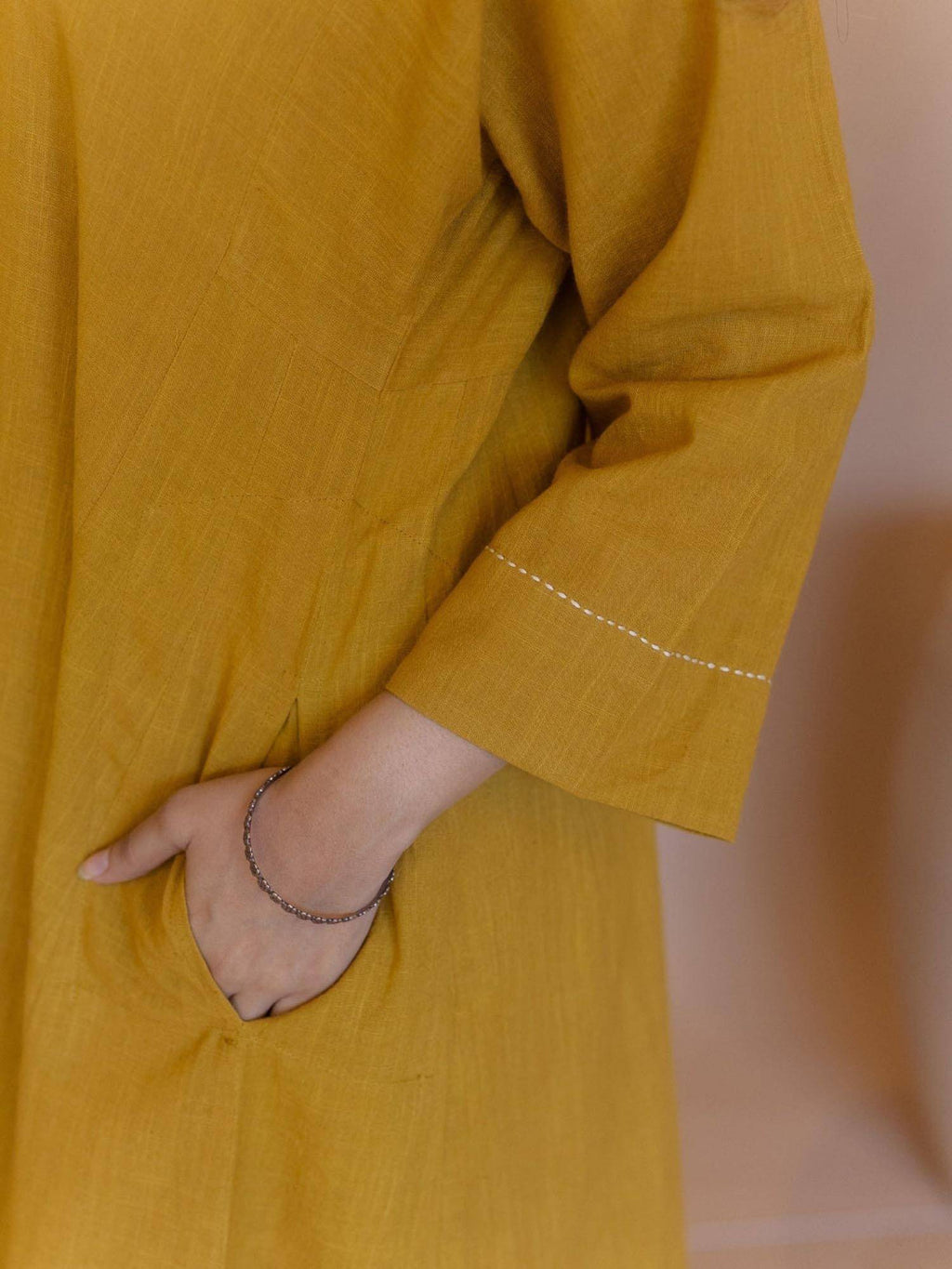 Nyra Yellow Solid Slub Cotton Jhabbha Kali Kurta with Hand Embroidery | U3S - view 10