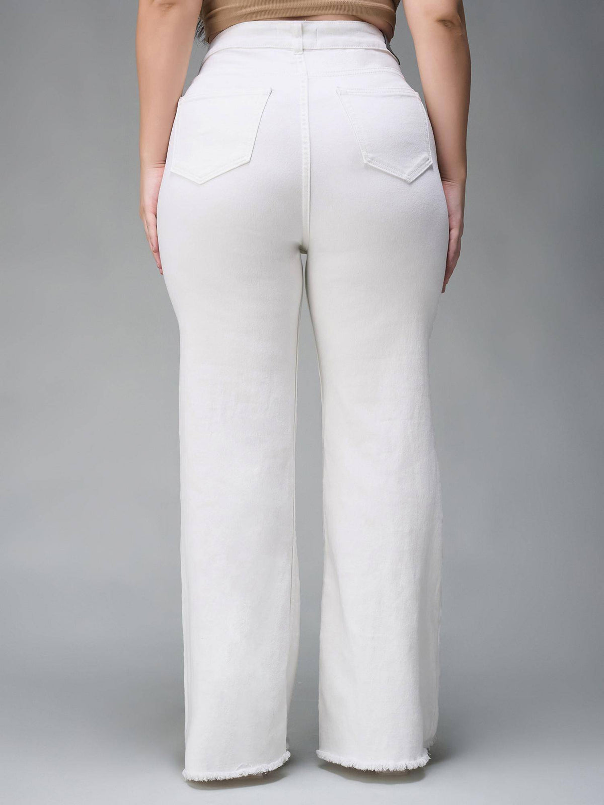 A+ Curve Collection Plus Size White Bootcut High Rise Denim Jeans | BT10 - view 4
