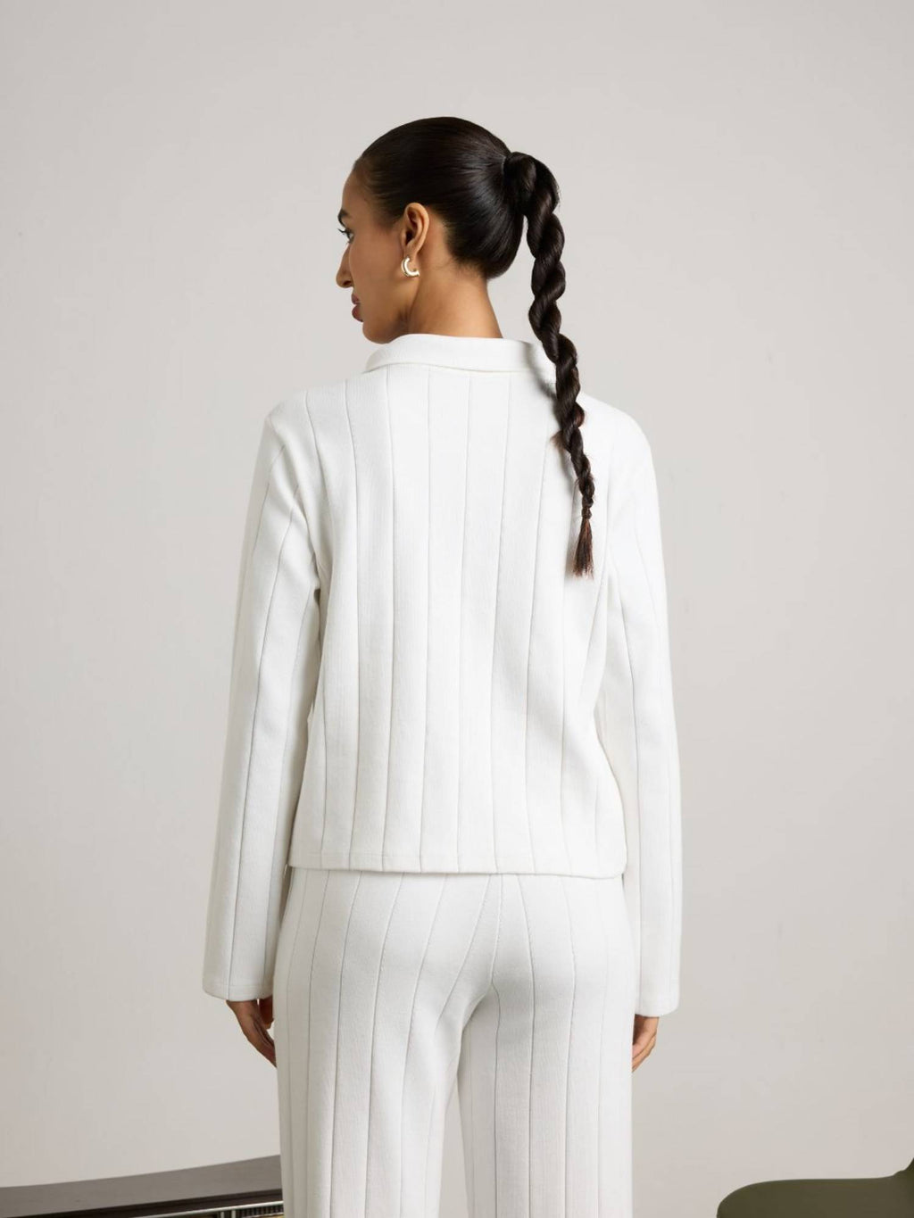 White Tactile Pleated Polo T-Shirt | PW43 - view 2