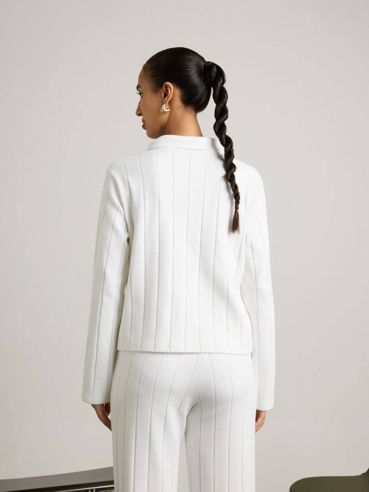 White Tactile Pleated Polo T-Shirt | PW43 - view 2