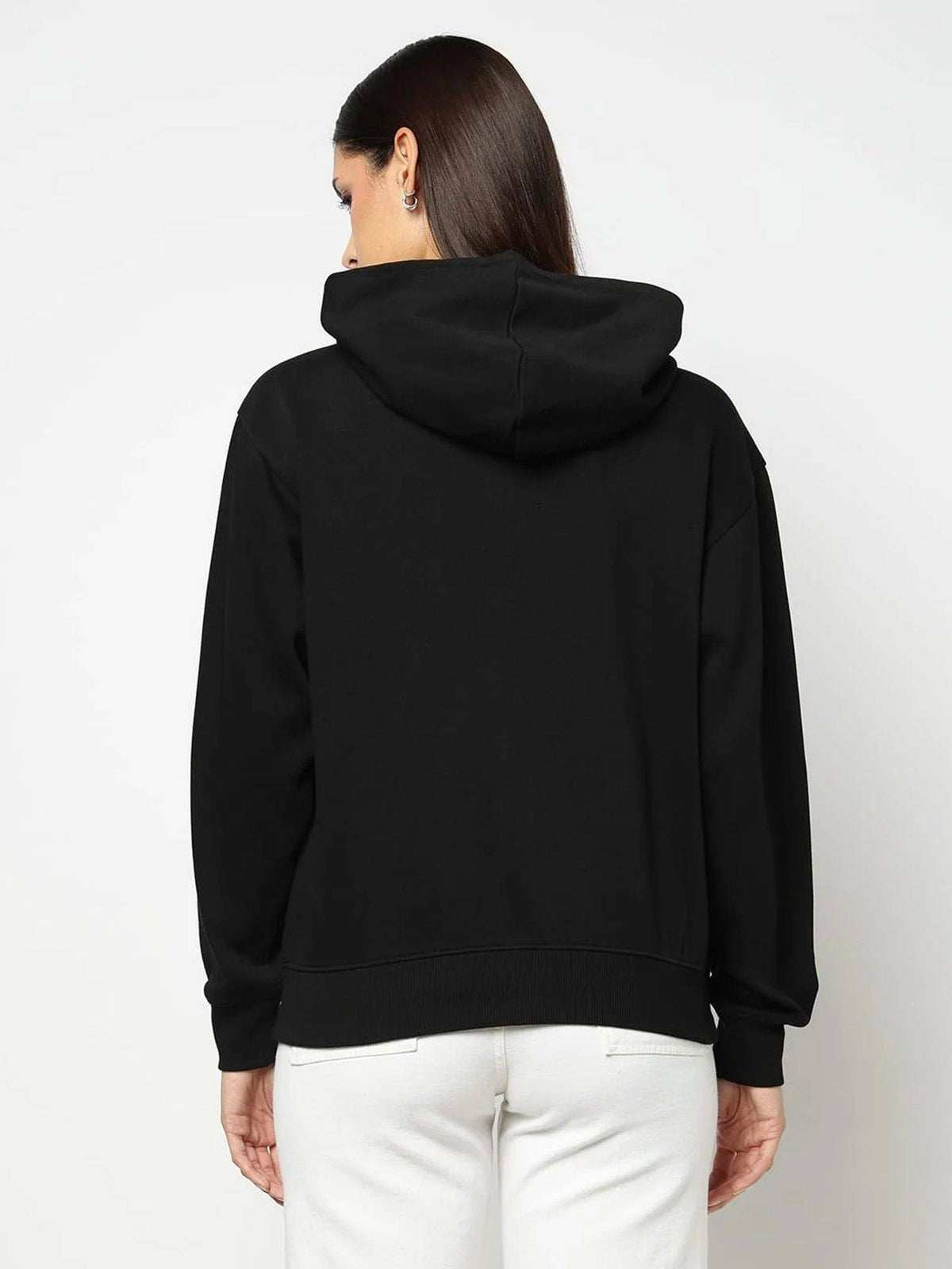 Black Logo Relaxed Fit Full Sleeve Zip-Front Sweatshirt | HD56 - view 2