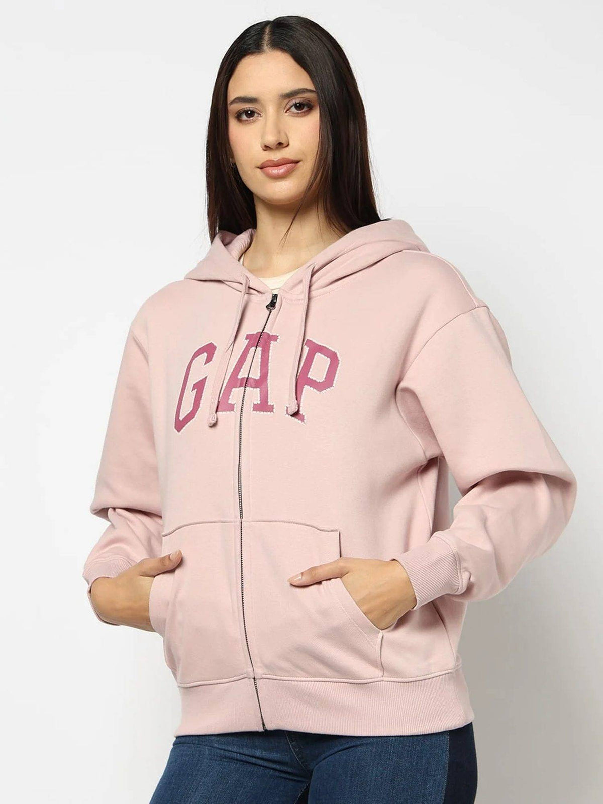 Black Logo Relaxed Fit Full Sleeve Zip-Front Sweatshirt | HD56 - view 24