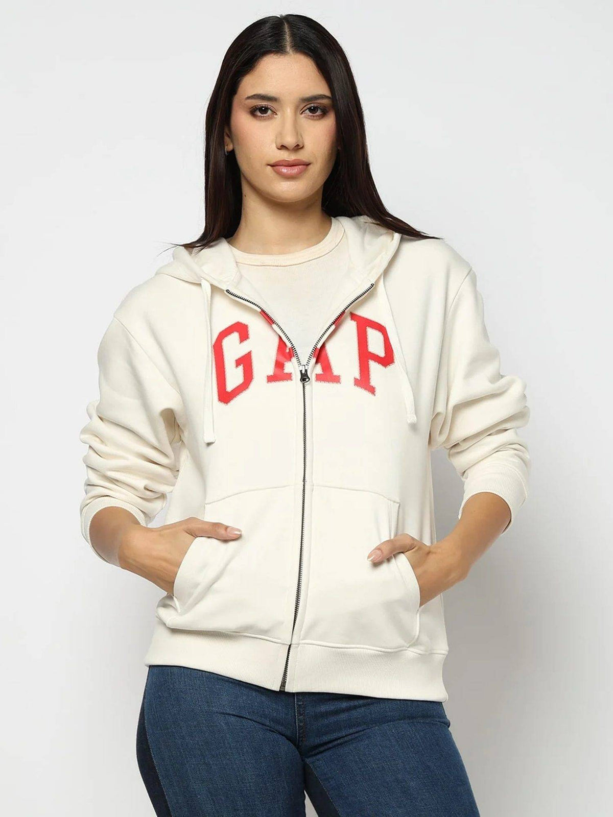 Black Logo Relaxed Fit Full Sleeve Zip-Front Sweatshirt | HD56 - view 16