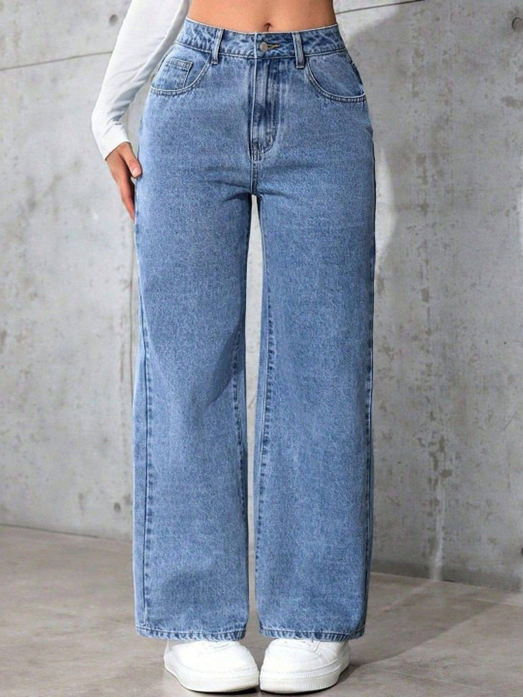 Blue Wideleg Streachable High Rise Jeans | WL90 - view 1