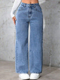 Blue Wideleg Streachable High Rise Jeans | WL90 - view 1