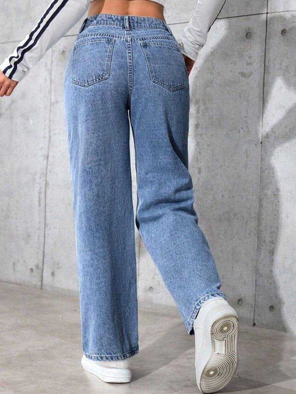 Blue Wideleg Streachable High Rise Jeans | WL90 - view 2