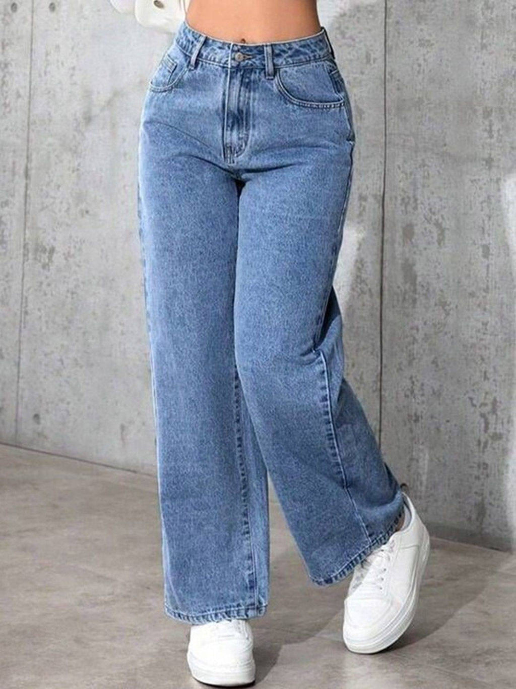 Blue Wideleg Streachable High Rise Jeans | WL90 - view 3