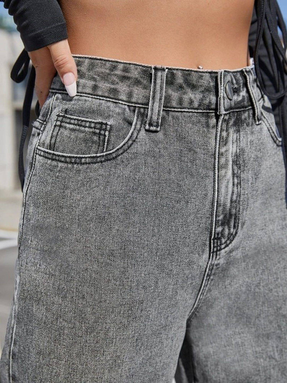 Grey Wideleg Streachable High Rise Jeans | WL90 - view 5