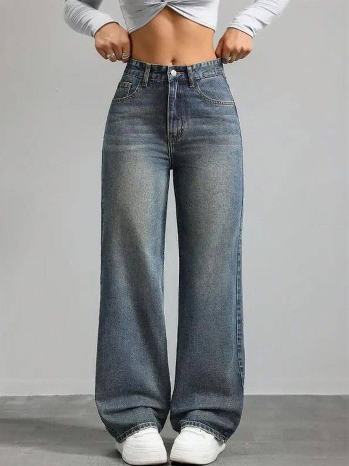 Tint Green Wideleg Streachable High Rise Jeans | WL90 - view 1