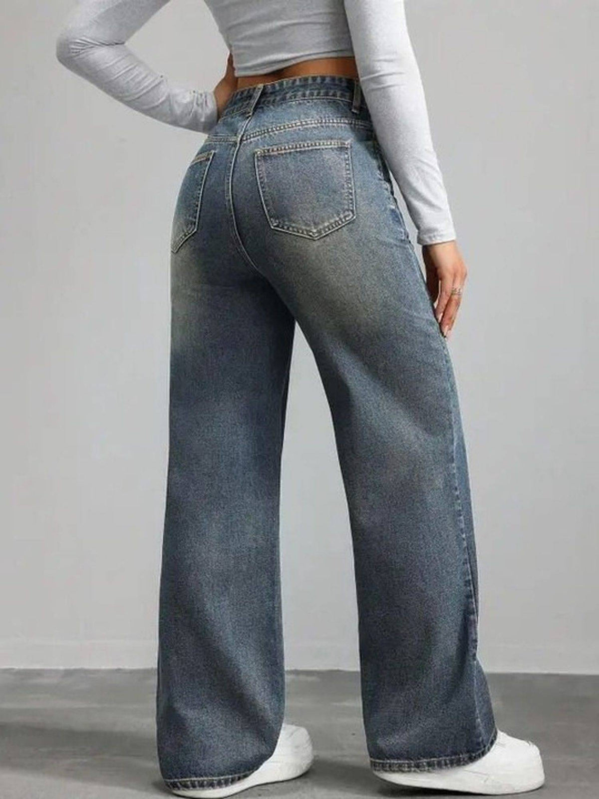 Tint Green Wideleg Streachable High Rise Jeans | WL90 - view 2