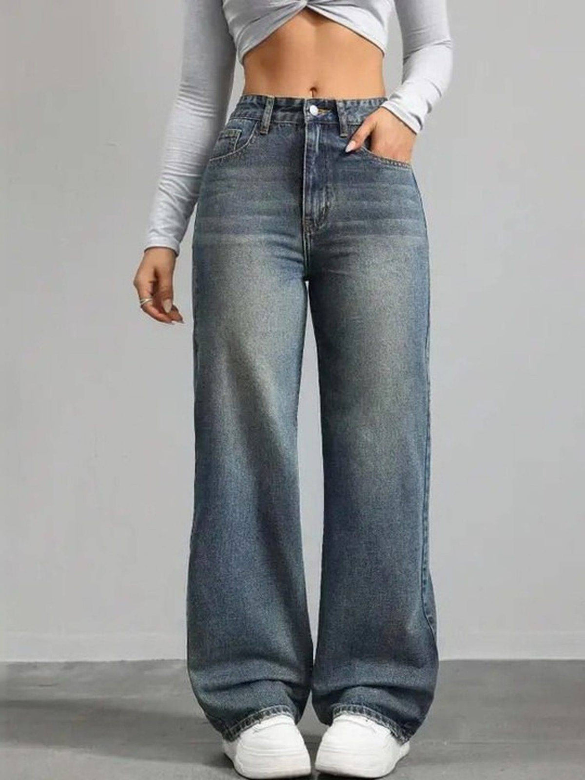 Tint Green Wideleg Streachable High Rise Jeans | WL90 - view 3
