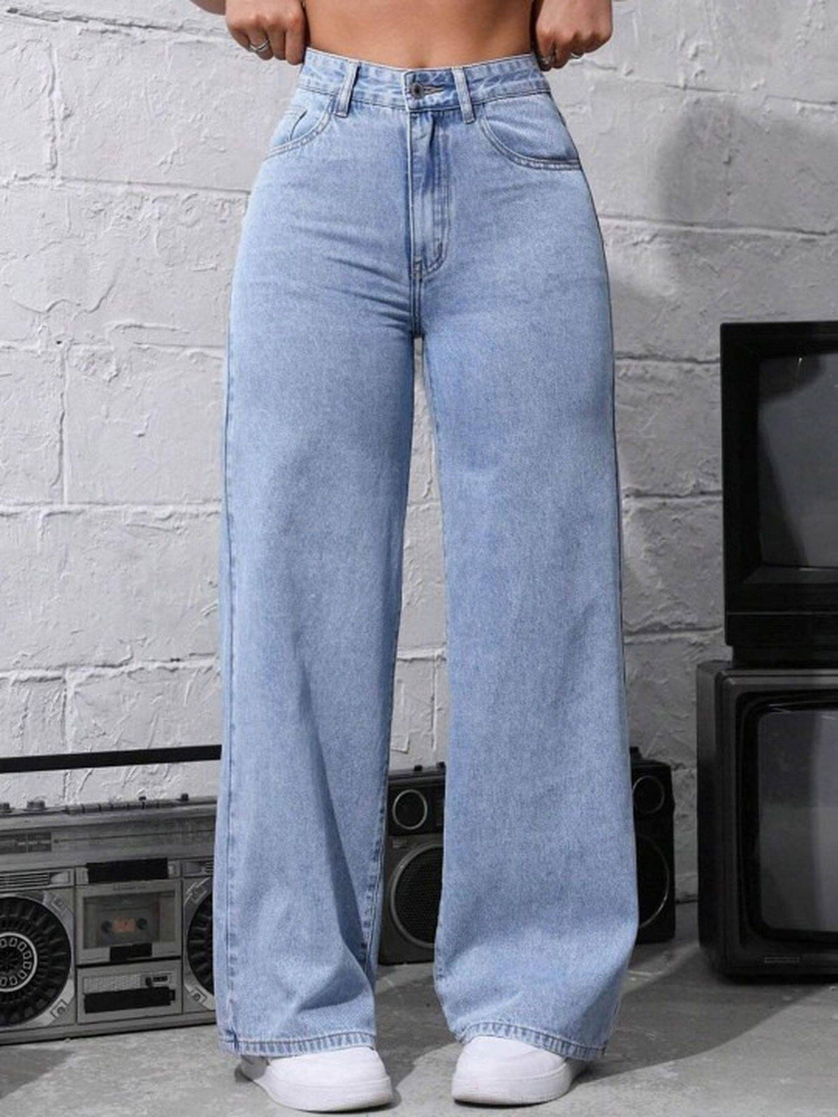 Blue Wideleg Streachable High Rise Jeans | WL90 - view 1