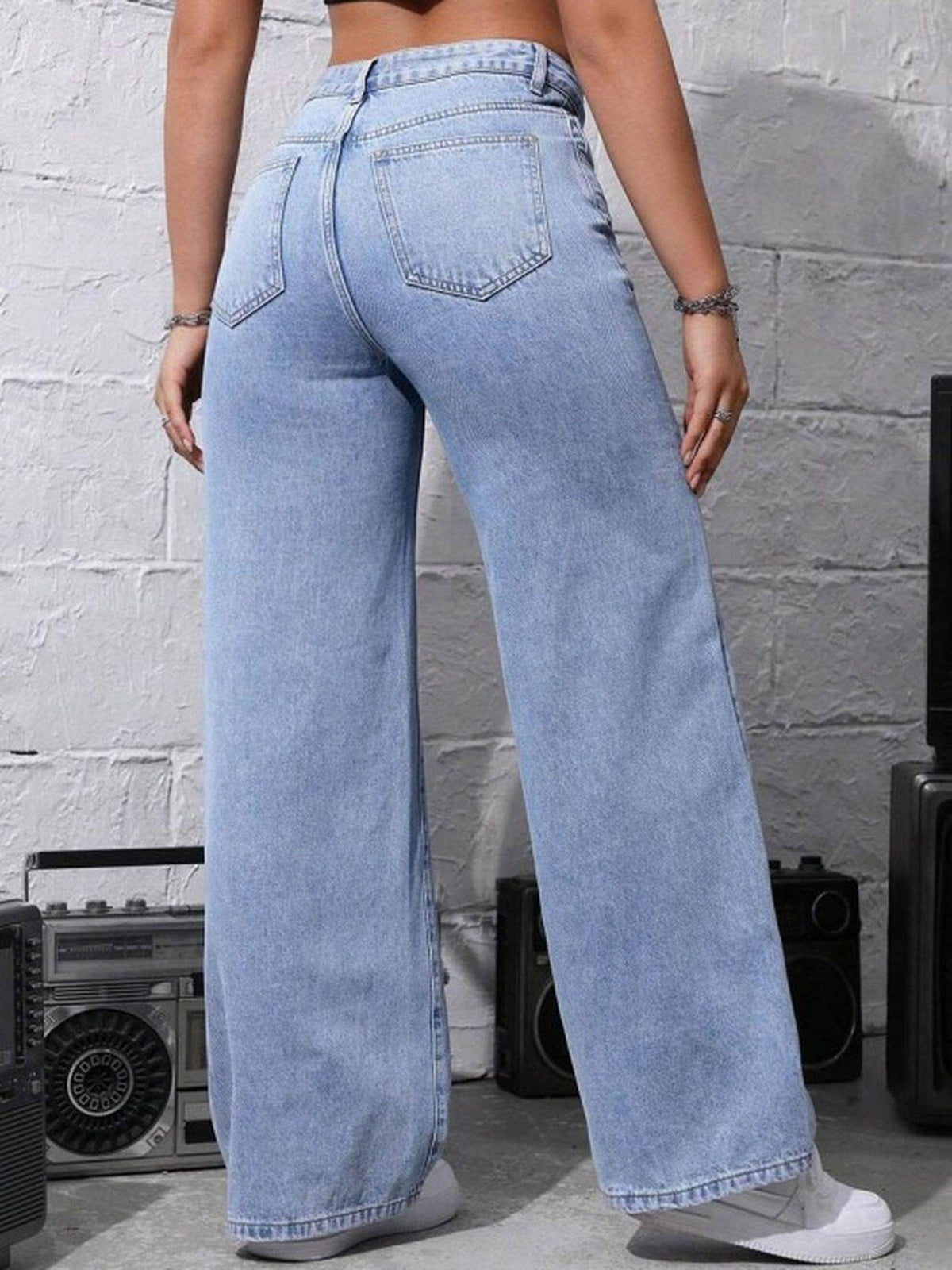 Blue Wideleg Streachable High Rise Jeans | WL90 - view 2