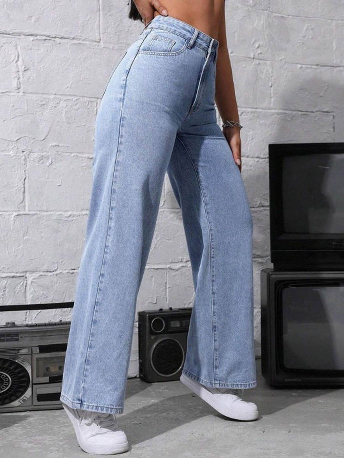 Blue Wideleg Streachable High Rise Jeans | WL90 - view 3