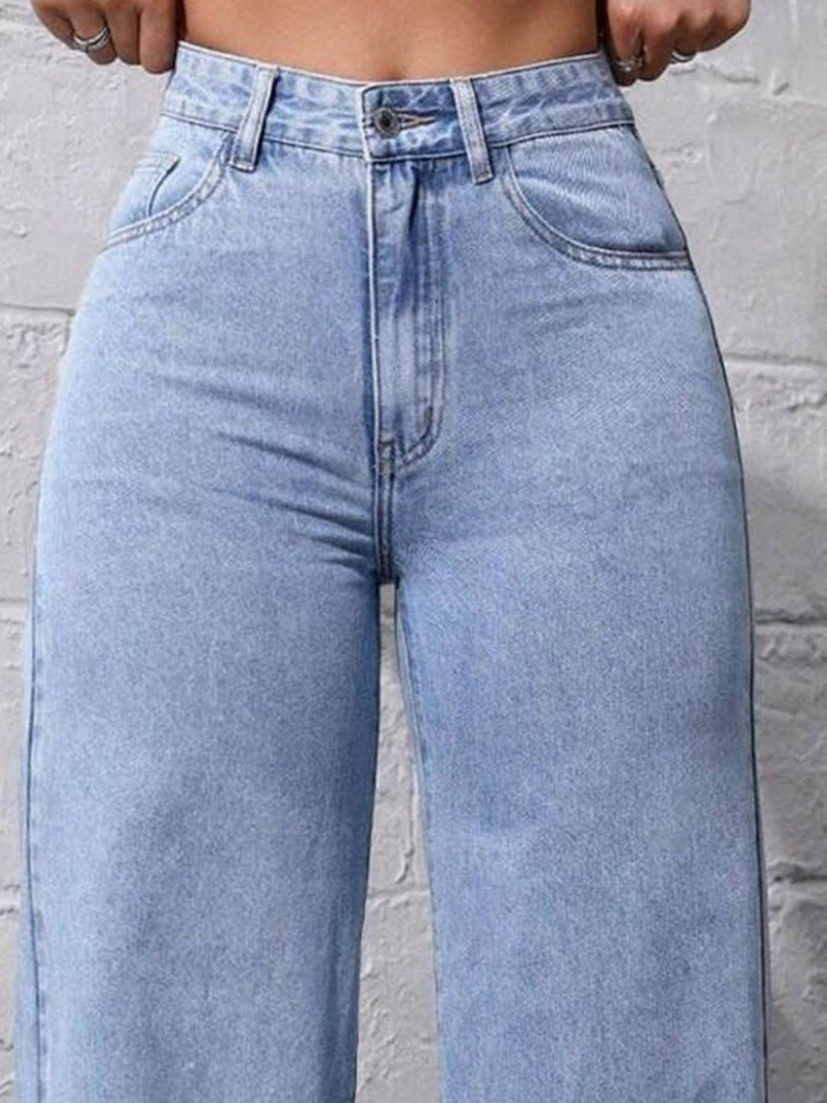 Blue Wideleg Streachable High Rise Jeans | WL90 - view 4