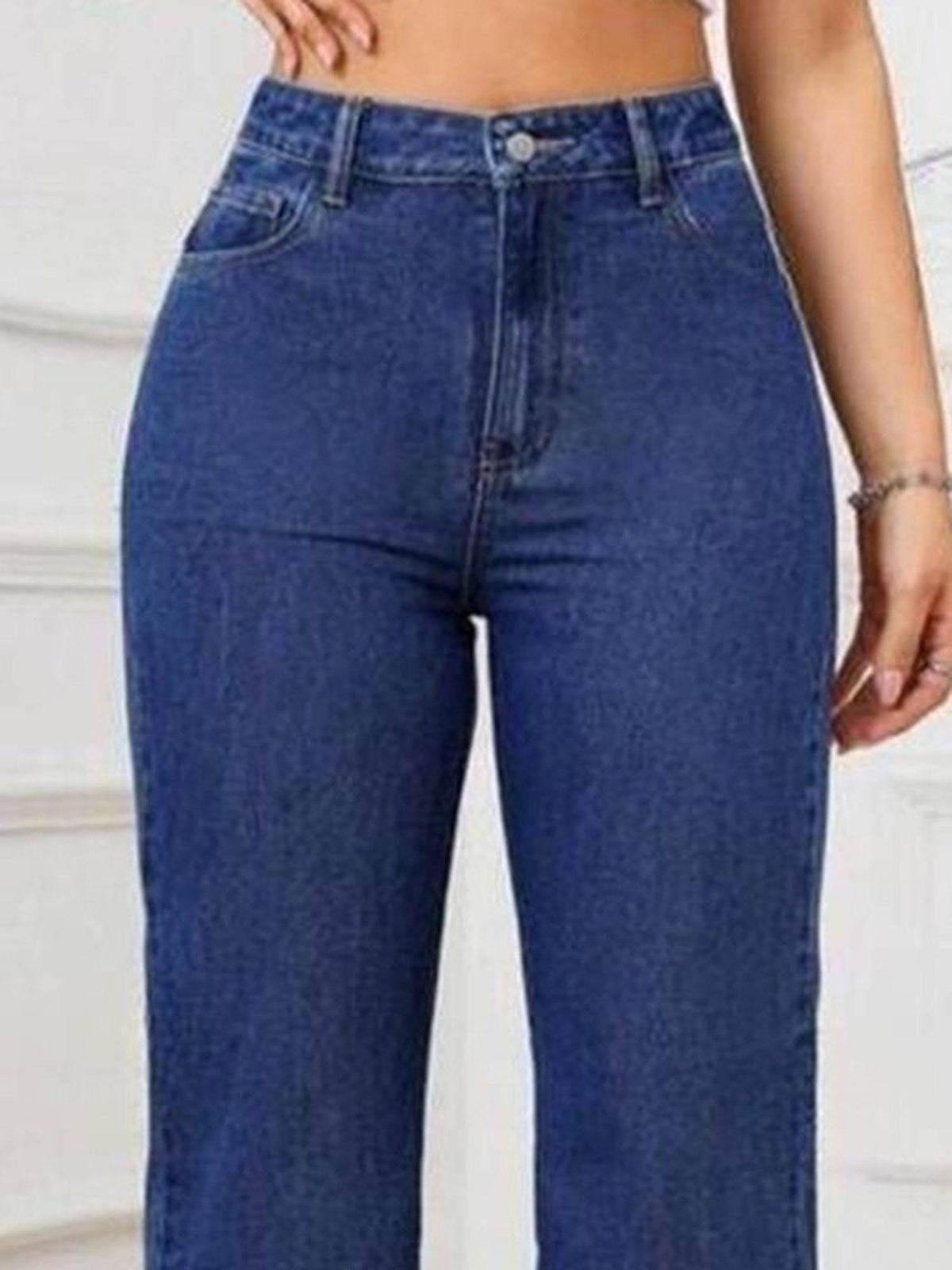 Navy Blue Wideleg Streachable High Rise Jeans | WL90 - view 4