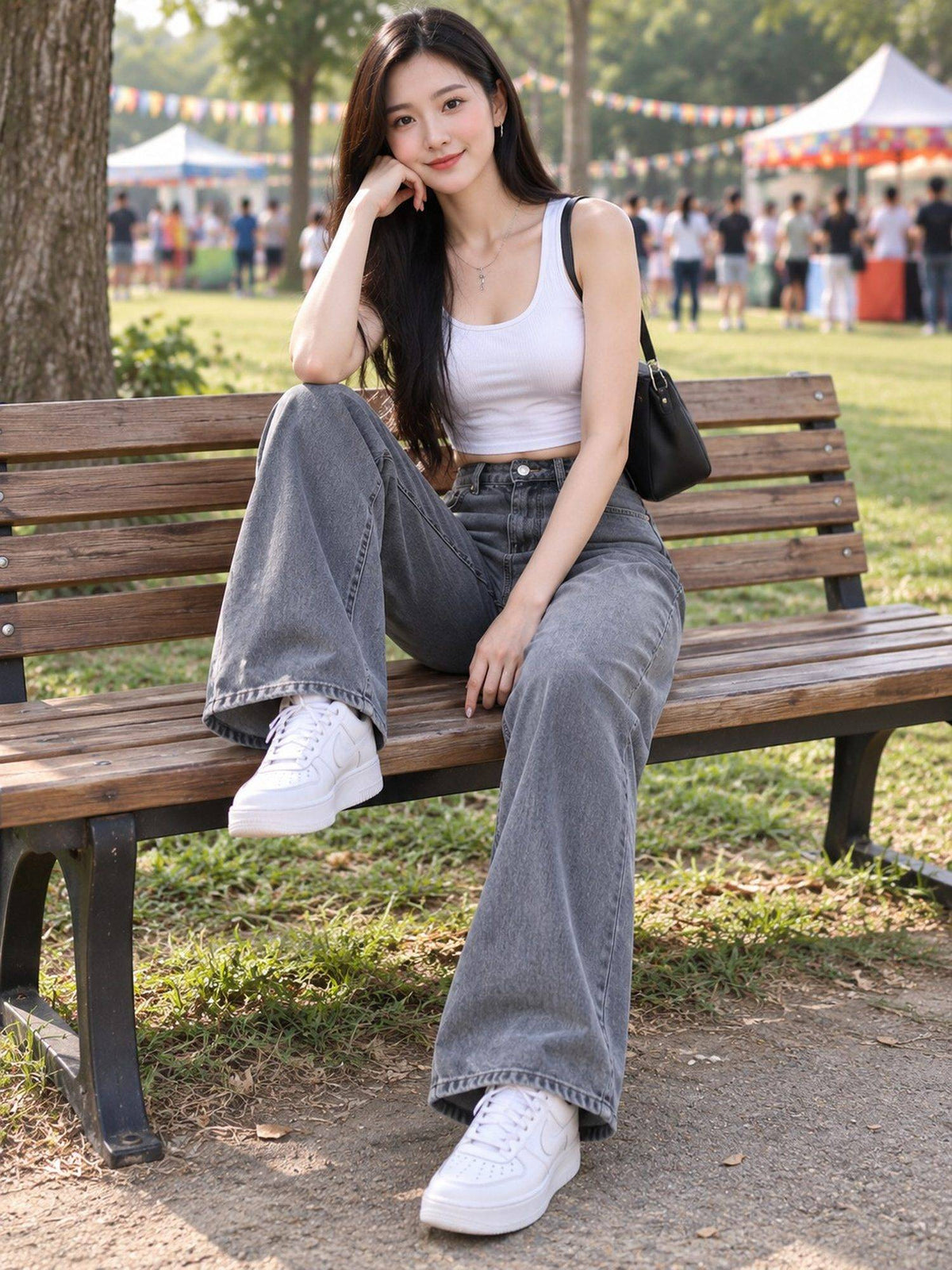 Grey Wideleg Streachable High Rise Jeans | WL90 - view 5