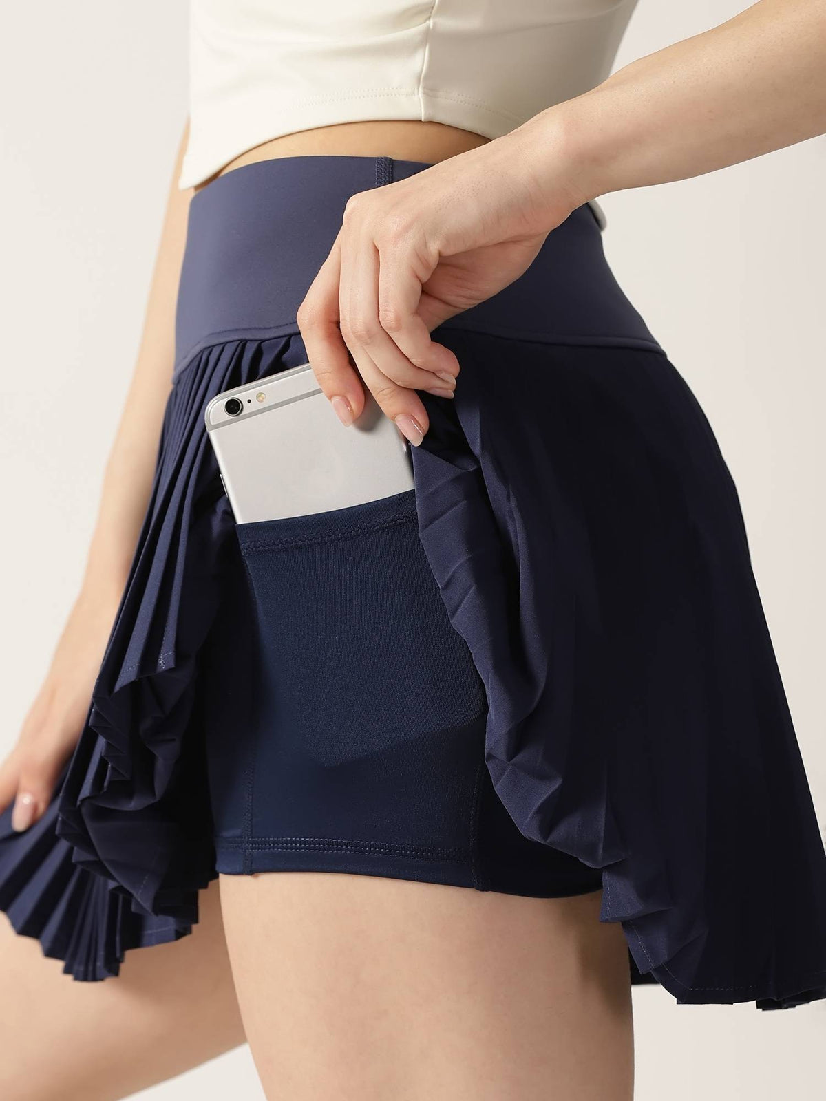 Women Navy Blue Playdate Pleated Skorts - view 4
