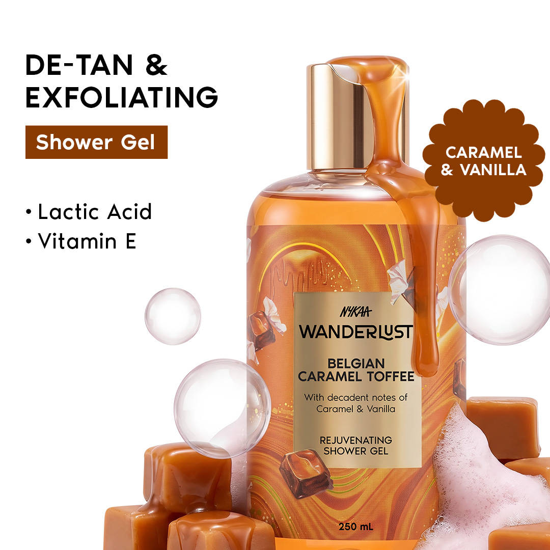 Nykaa Wanderlust Body Wash - Belgian Caramel Toffee Perfume | Brightening Lactic Acid Shower Gel | B20 - view 1