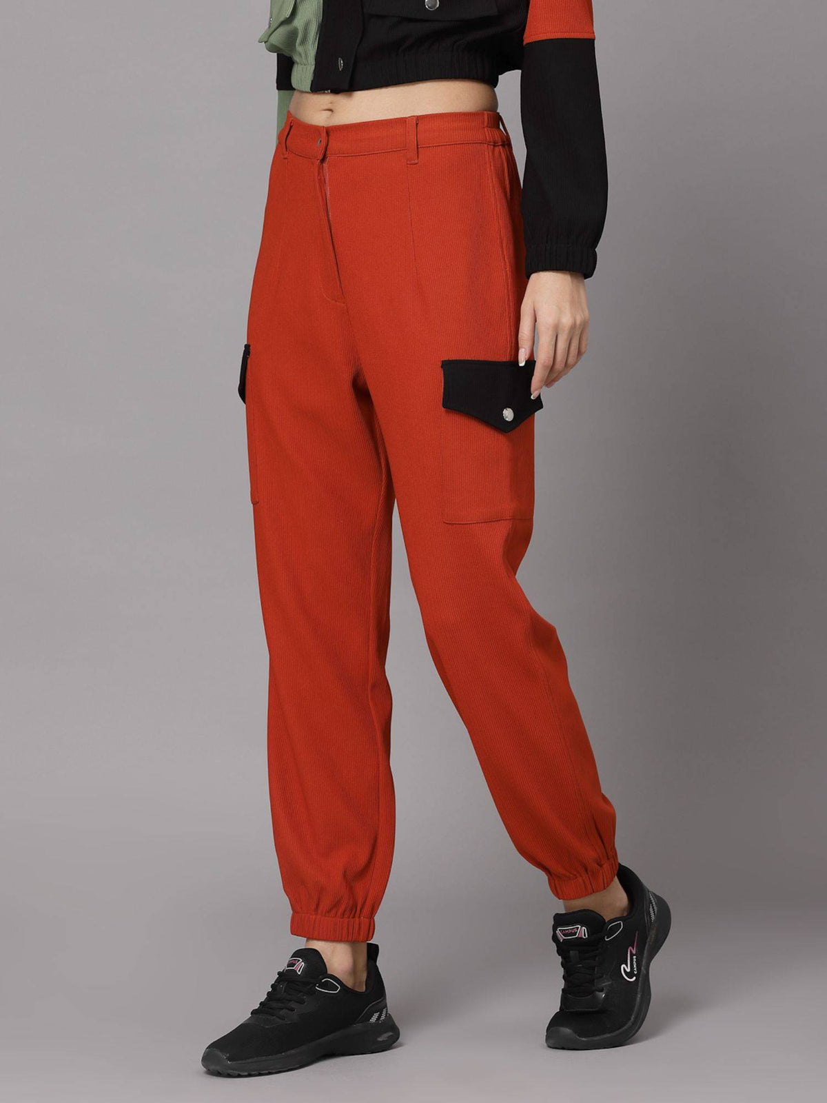Red Solid Joggers | WJ89 - view 2