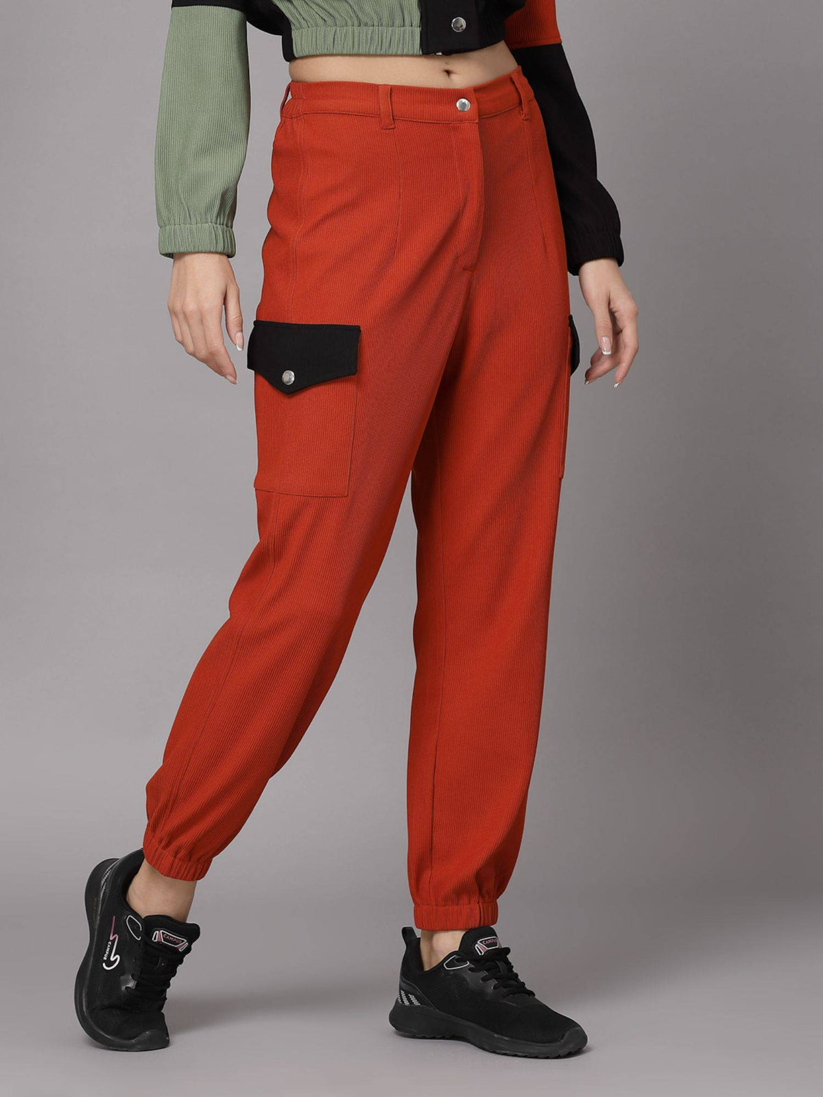Red Solid Joggers | WJ89 - view 4