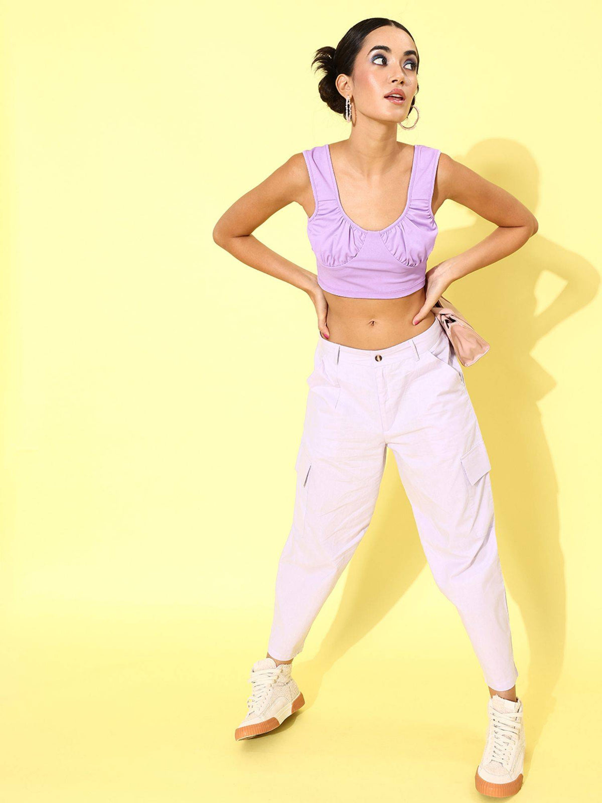 Lavender Round Neck Crop Top | CT61 - view 5