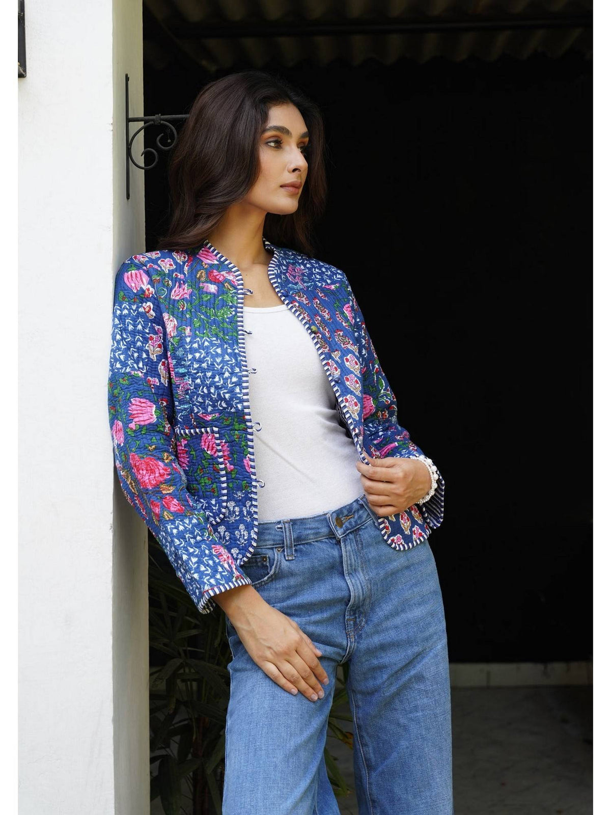 HOC Women Blue Cotton Short Reversible Jacket | JC78 - view 6