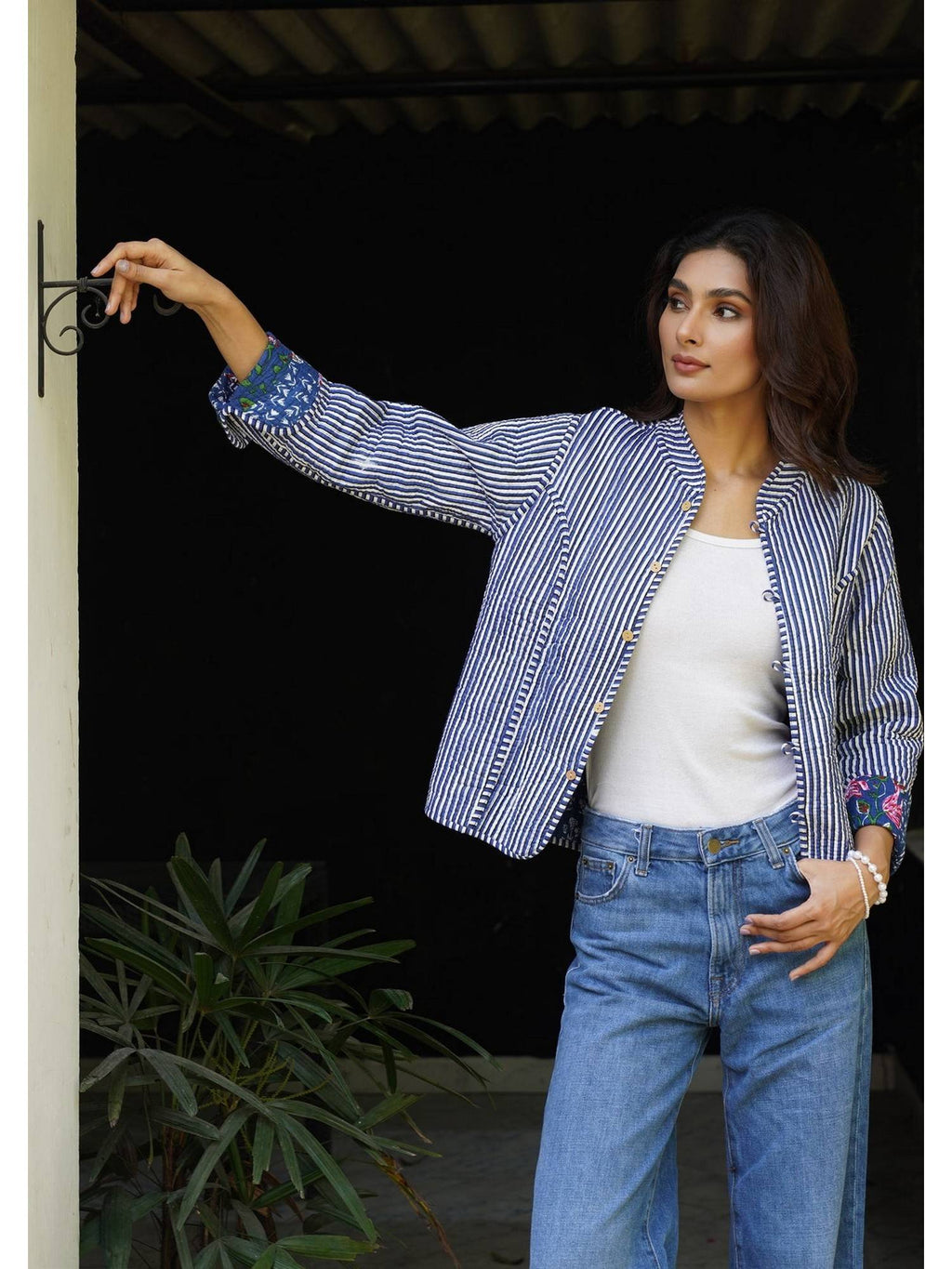 HOC Women Blue Cotton Short Reversible Jacket | JC78 - view 7